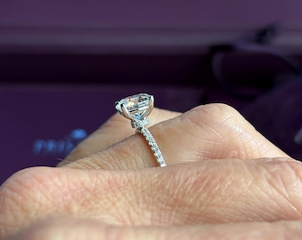 1.95 Carat Round Lab Diamond Engagement Ring: Platinum Pave Setting (IGI Certified)