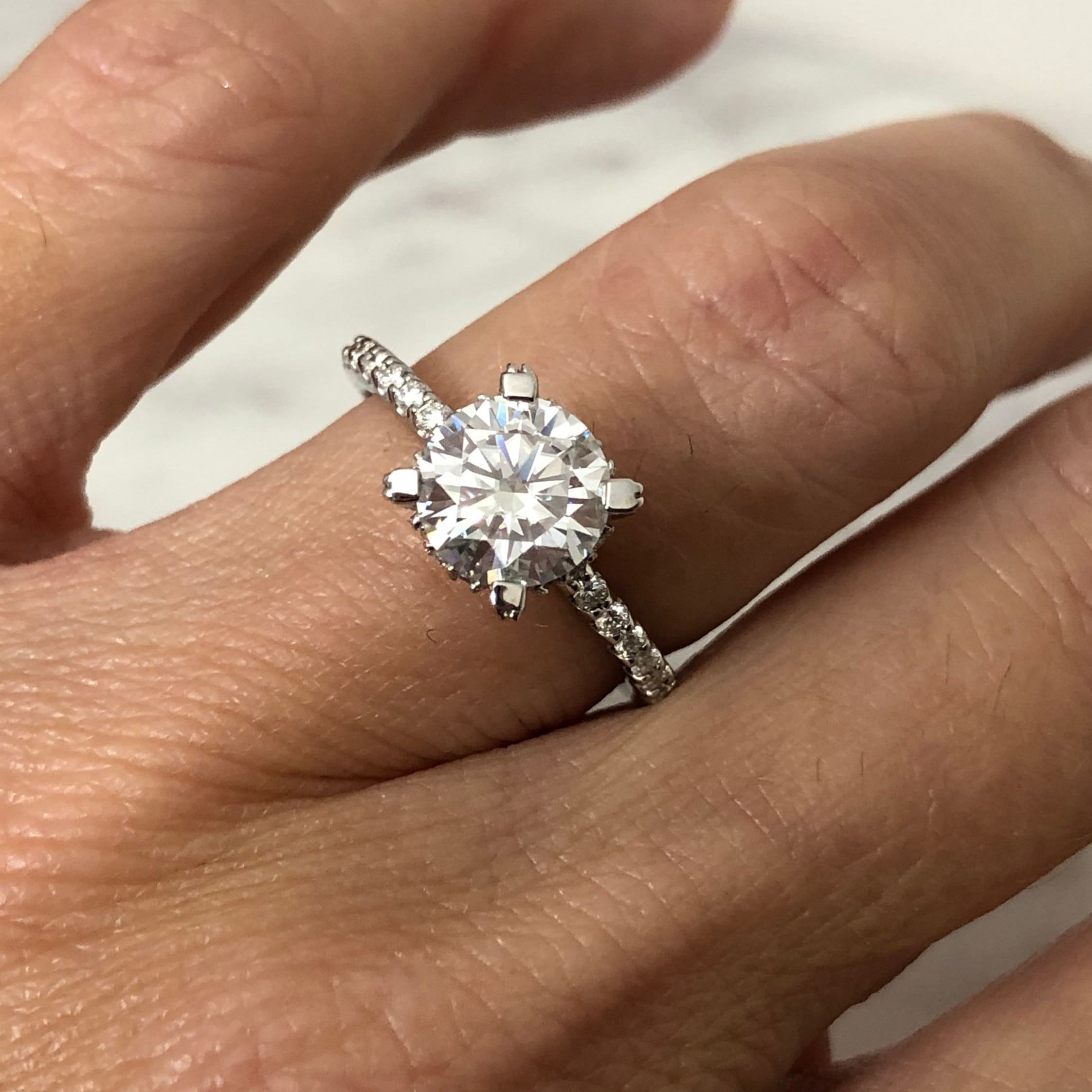 Round Moissanite Engagement Ring Invisible Halo Ring Natural Etsy