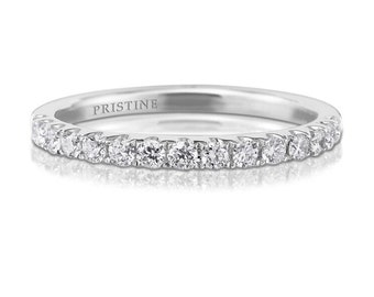 French Pave Natural Diamond Wedding Band, .38ct Round Diamonds,Ethically Sourced and Handcrafted jewelry