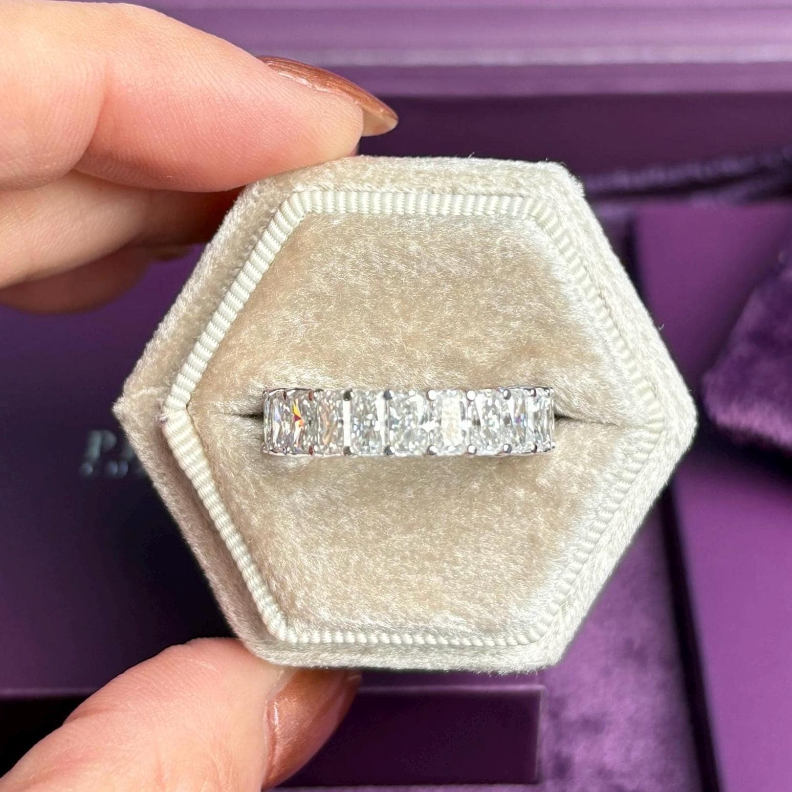 7.20 Carat Radiant Cut Eternity Band Colorless Moissanite Infinity Wedding Band, Pristine custom rings Ethically Sourced Stacking Rings