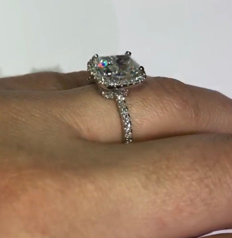 Elongated Cushion Cut Engagement Ring 2.40ct Moissanite Ring Etsy