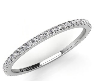 Diamond Petite Pave Wedding Band .15Carat Thin Stackable Bands, pristine custom rings