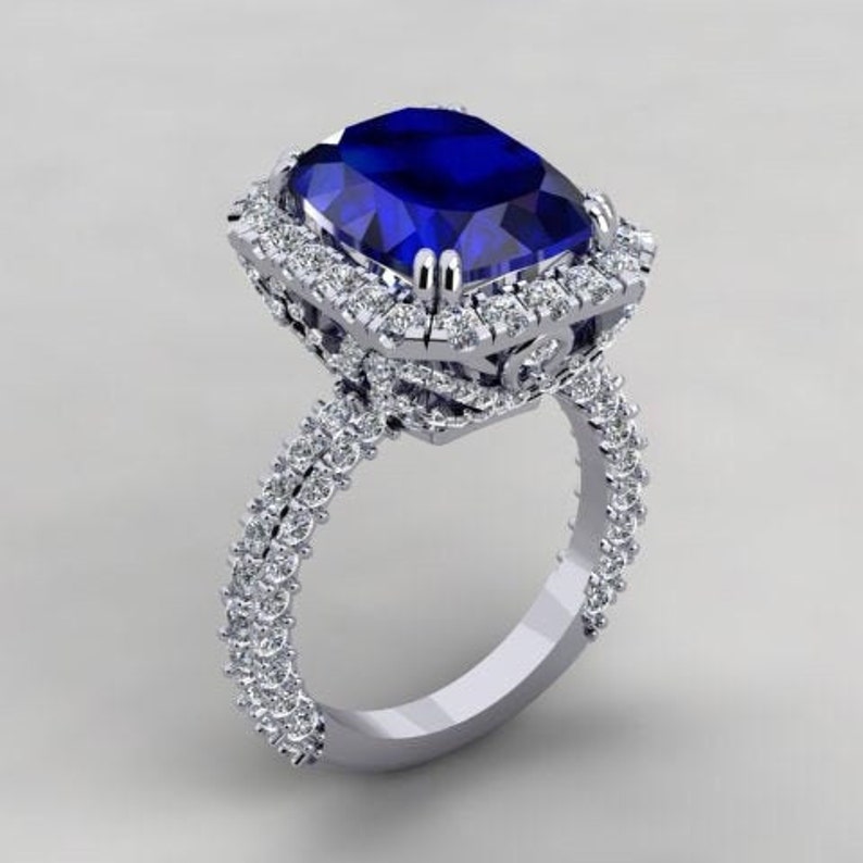 Sapphire Engagement Ring Lab Grown Sapphire Cocktail Ring Etsy