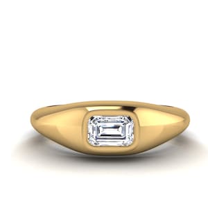Emerald Cut Natural Diamond Engagement Ring: FVVS2 .30ct Gold Bezel Ring for Karly