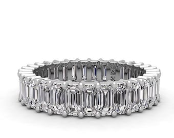 Emerald Cut Eternity Band,Infinity Wedding Stacking Ring- sparkling moissanite