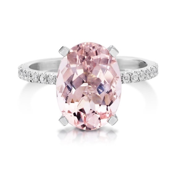 Oval Morganite Engagement Ring Genuine Diamond Ring Hidden | Etsy
