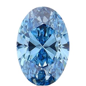 1.94 Carat Oval Fancy Vivid Blue Diamond, Rare Color, Diamond Halo Setting,18k White Gold Anniversary Ring, IGI Certified Rings In Stock image 4