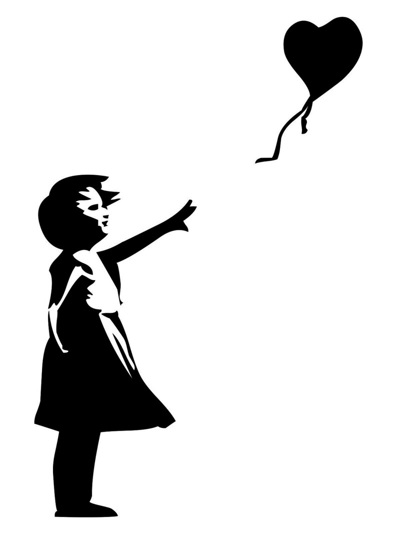 banksy sad little girl stencil macbook new decal sticker etsy