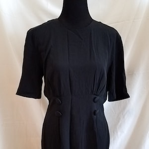 Vintage 1980s Black Button-Up Dress