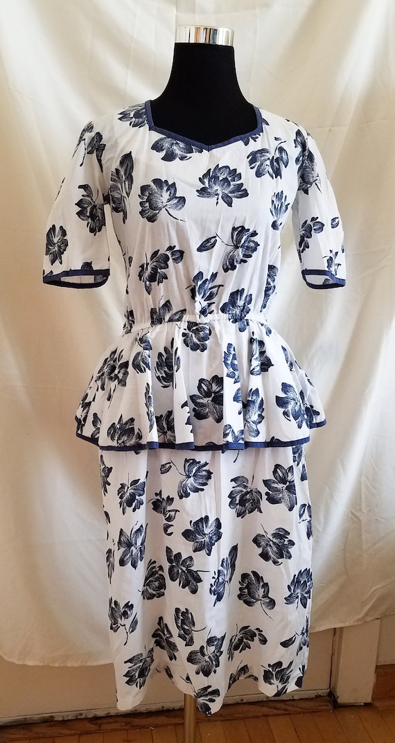 Gorgeous Vintage 80s-does-40s Floral Peplum Dress