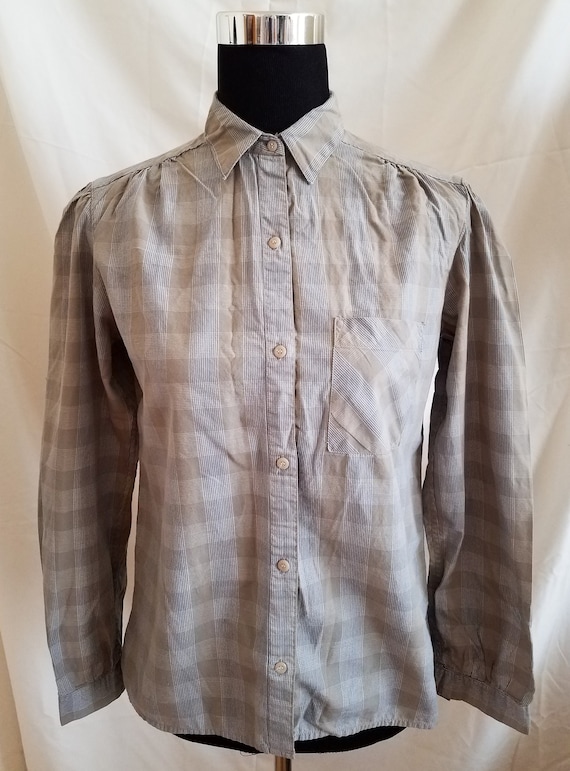 Vintage Calvin Klein Plaid 1980s Blouse