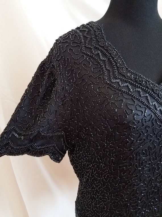 Beaded Vintage 1980s Black Top - image 4