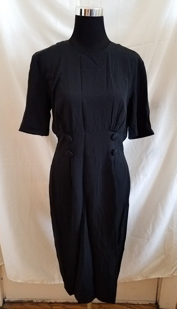 Vintage 1980s Black Button-Up Dress
