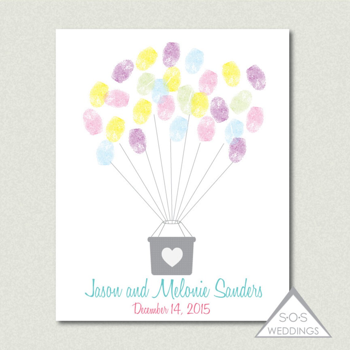 Hot Air Balloon Fingerprint Guest Book Finger print | Etsy
