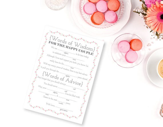 Printable Wedding Libs Words Of Wisdom Advice For The Couple