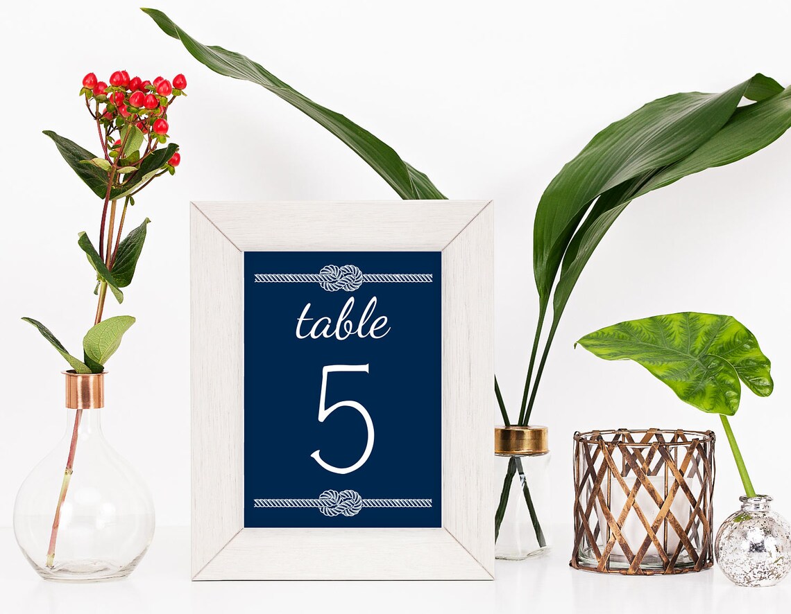 Reception Table Numbers Wedding Table Numbers Navy and White Etsy