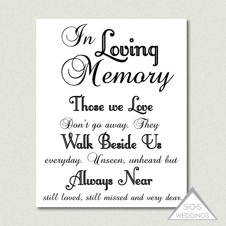 In Loving Memory Wedding Sign Printable PDF JPEG Instant - Etsy