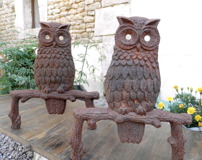Vintage French Andirons. Fireplace Accessories. Owls. Log Etsy