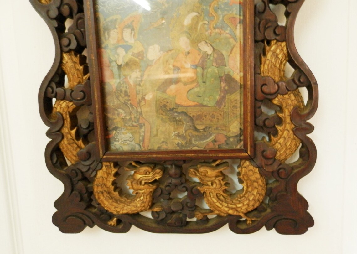 Antique Chinese Dragon Picture Frame. 1800s. Gold Imperial Etsy
