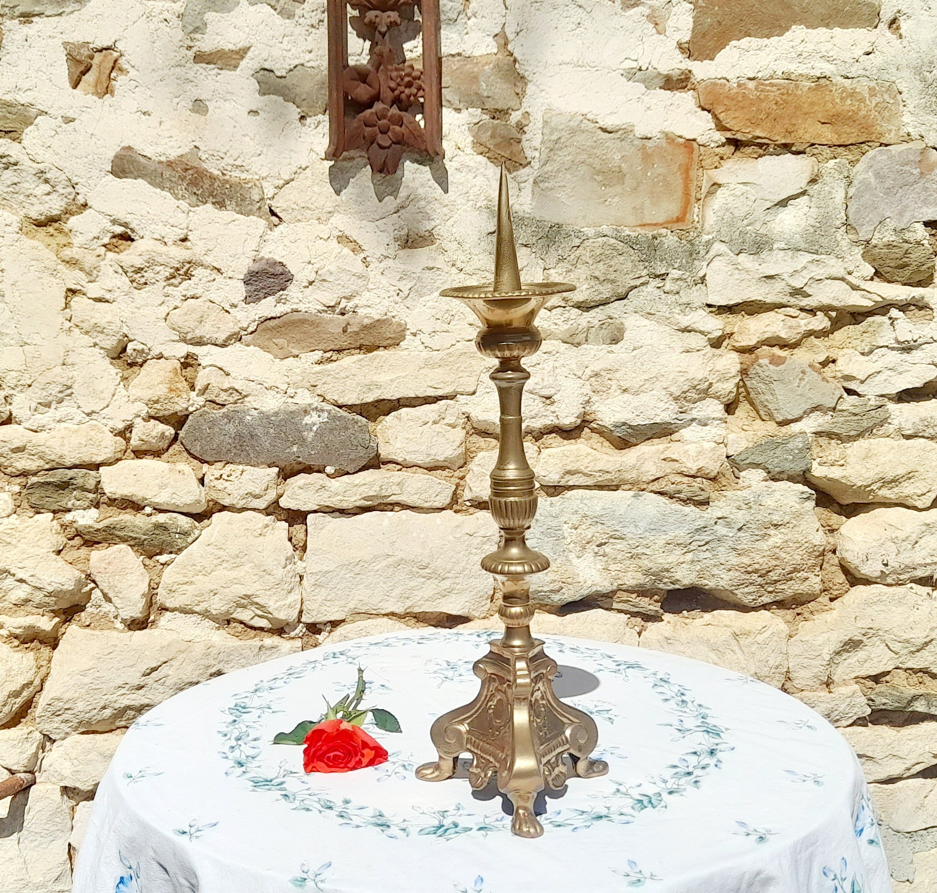 Stand Antique Français'art Nouveau Candle Stick. Grand. Vintage Français Church Stand. Années 1800.