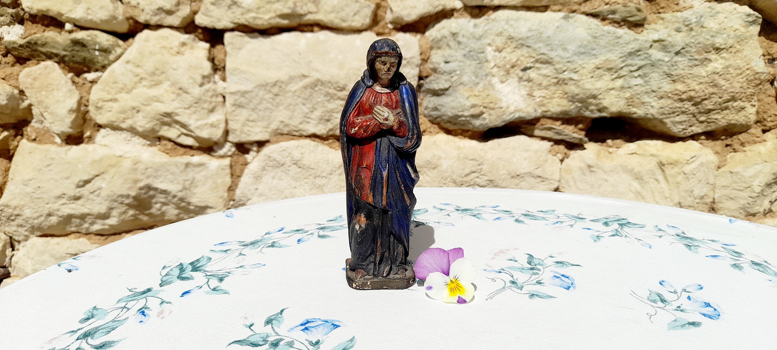 statue Médiévale en Bois de La Vierge Marie Antique Français Sculptée Dans Les Années 1600. Sculptur