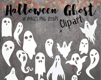 Halloween Ghost Clipart, Spooky PNG Graphics (Digital Download)