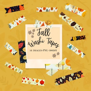 Fall Washi Tape Digital PNG Digital Stickers Digital Planner Printable Washi Tape Digital Scrapbook Washi Stickers Digital Notebooks