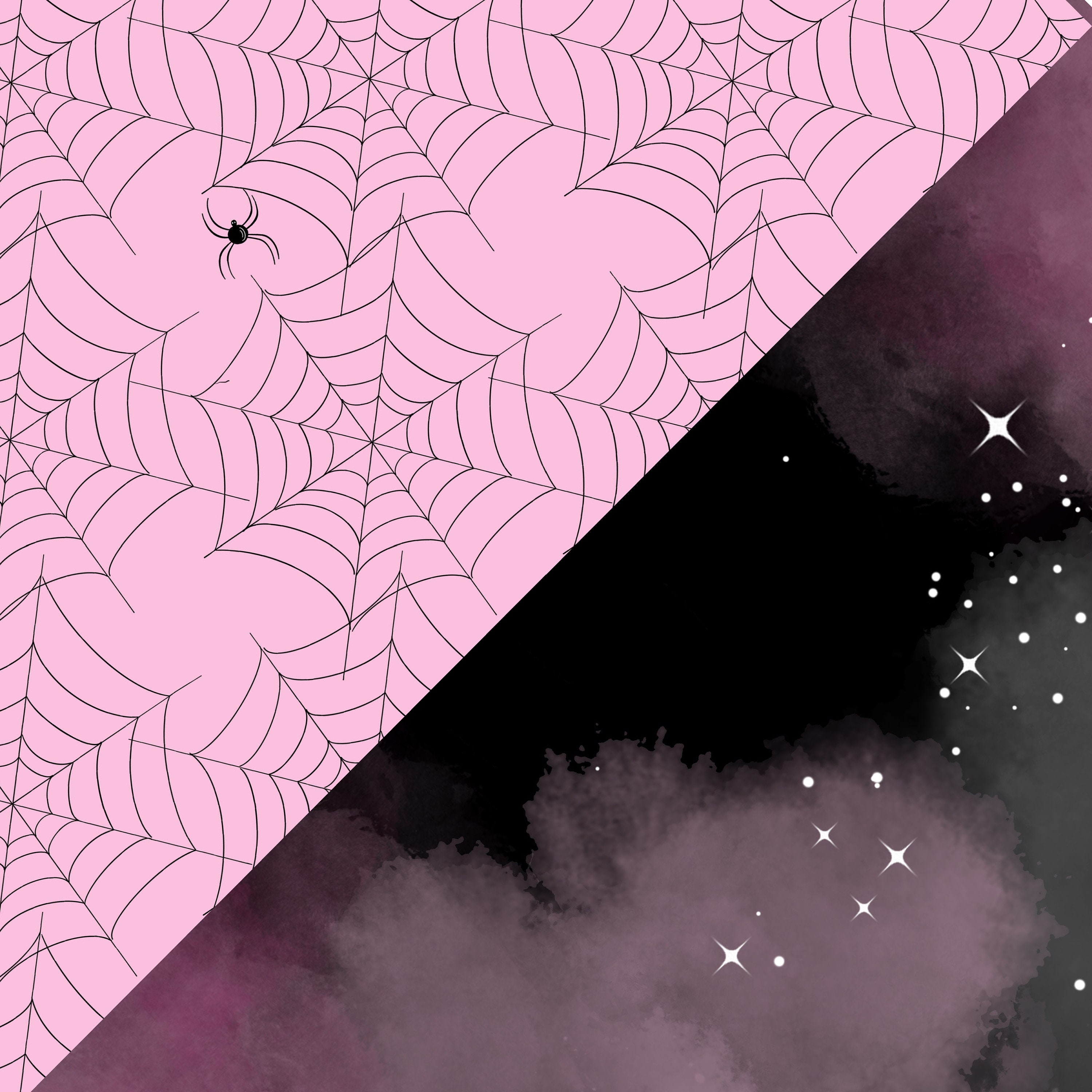 Pink and Black Halloween Digital Paper Background Girly Halloween ...