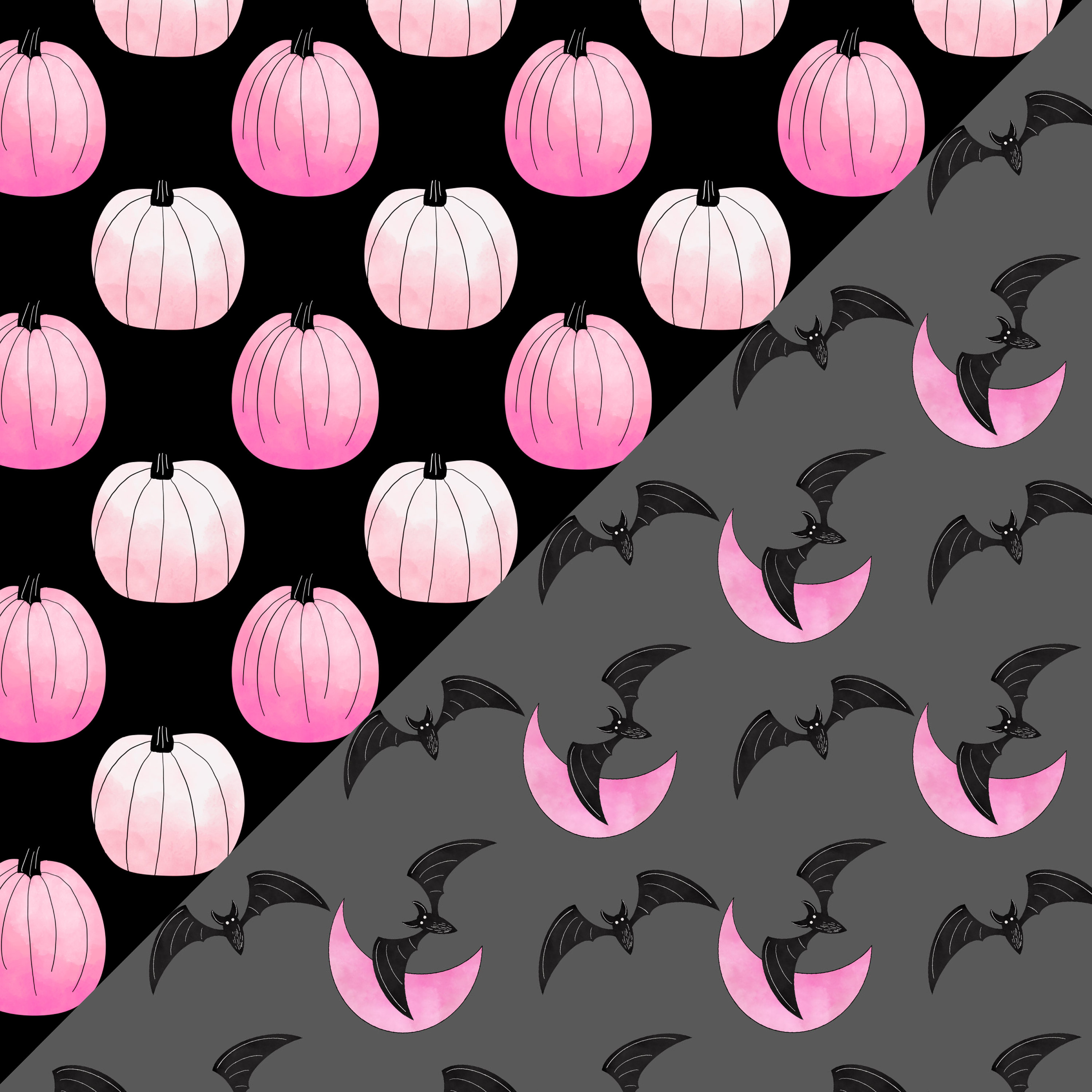 Pink and Black Halloween Digital Paper Background Girly Halloween ...
