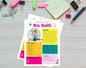 Meet the Teacher Template, All About Me Printable (Digital Download)