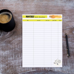 Monthly Bill Tracker Template, Bill Tracker Printout, Printable, Bill Tracker, Budget Planner, Financial Tracker, Bill Organizer