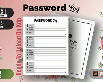 Password Tracker Log Book, 120 Pages (8.5 x 11, 6 x 9) (KDP Interior)