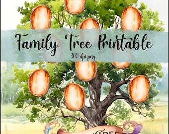 Watercolor Family Tree Print, Custom Wall Art (PNG Digital Download)
