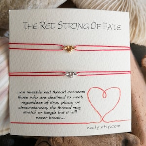 Tiny heart red string of fate bracelets, couple bracelets, friendship bracelets, valentine&#39;s day gift