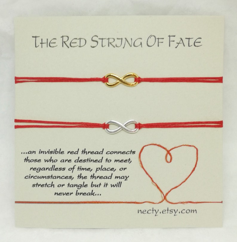 Red string of fate bracelets, infinity bracelets, couple bracelets, friendship bracelets, protection bracelet image 1