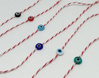 Tiny evil eye March bracelet, martisor bracelet, protection bracelet in many colors to choose from