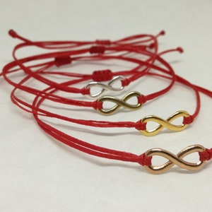 Red string of fate bracelets, infinity bracelets, couple bracelets, friendship bracelets, protection bracelet image 2