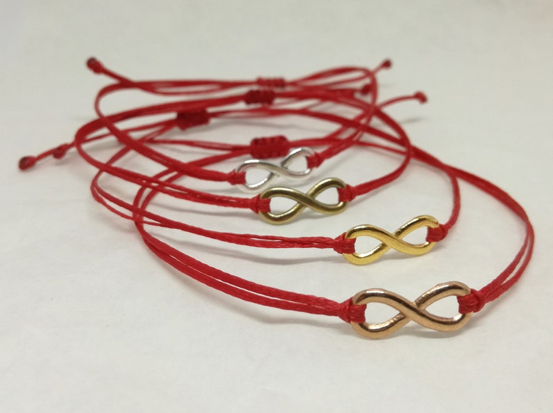 Red string of fate bracelets, infinity bracelets, couple bracelets, friendship bracelets, protection bracelet image 2