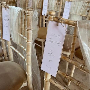 Minimalist Wedding Reserved Tag | Wedding Reserved Seat Sign | Wedding Ceremony Reserved Seating Tag