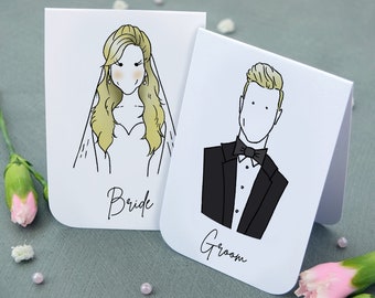 Caricature Wedding Place Name Card | Place Cards | Wedding Place Setting Cards | Wedding Place Cards