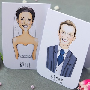 Aangepaste karikatuur plaatskaarten | Gepersonaliseerde portretillustratie | Aangepaste handillustratie | Bruiloft plaatskaarten | Huwelijksgunsten