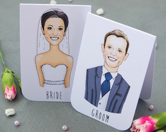Custom Caricature Place Cards | Personalised Portrait Illustration | Custom Hand Illustration | Wedding Place Cards | Wedding Favours