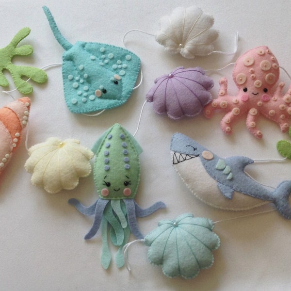 Under the sea banner, Ocean bunting, Ocean nursery garland, Under the sea bunting, Baby shower gift, Under the sea garland