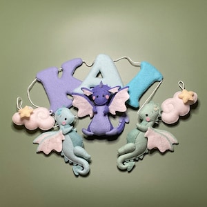Dragon Name Garland, Baby Dragon Name Banner, Fantasy Name Banner, Custom Name Garland, Baby Shower Gift, Baby Name Banner, Nursery Garland