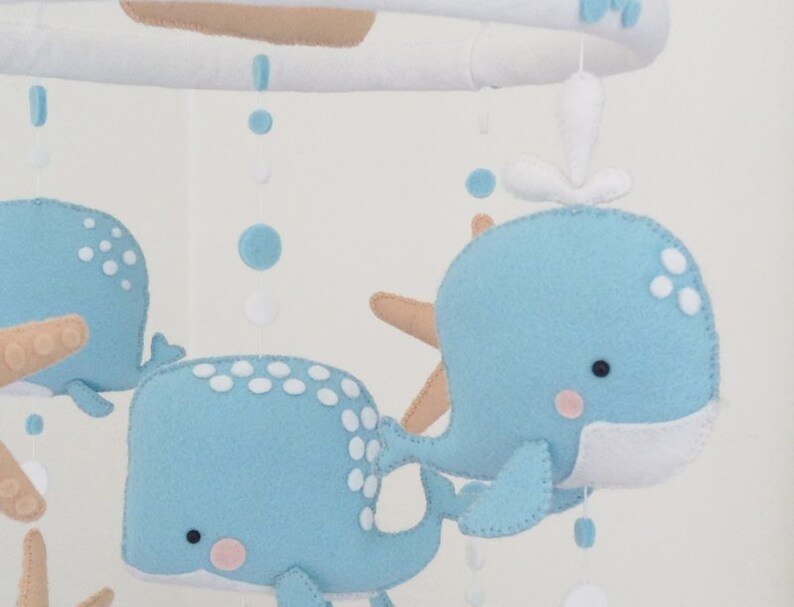 Blue Whale Baby Mobile Nautical Mobile Under The Sea Crib Etsy