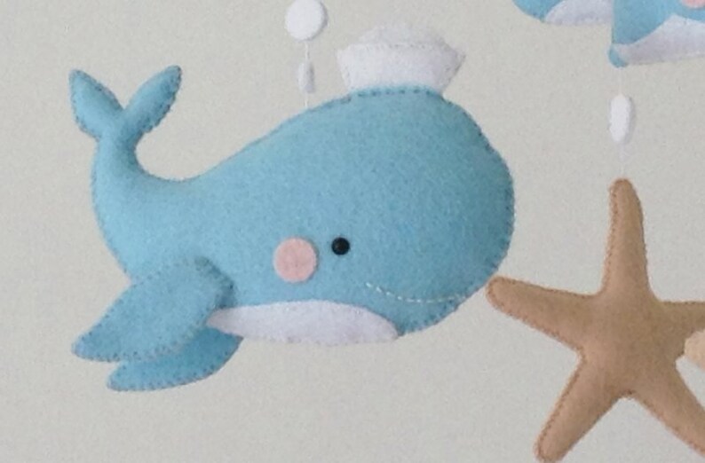 Blue Whale Baby Mobile Nautical Mobile Under The Sea Crib Etsy