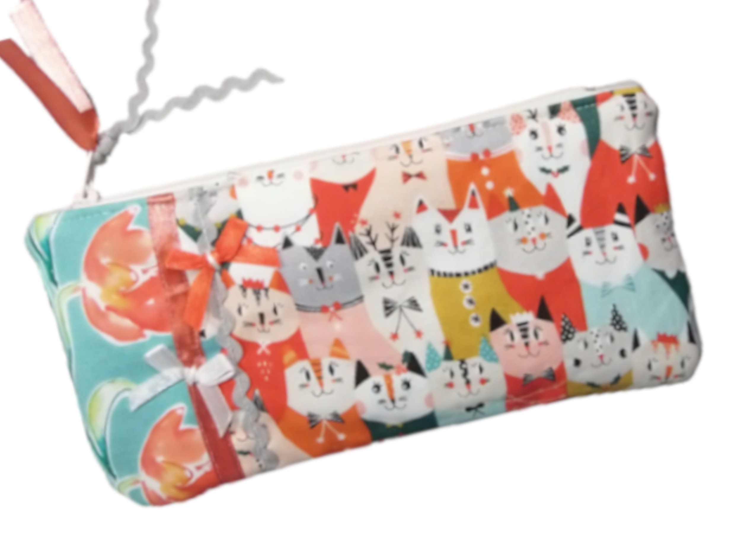 Trousse Multi Usages Chats Multicolores, Trousse École Fille Rubans, Trousse Maquillage Multicolores