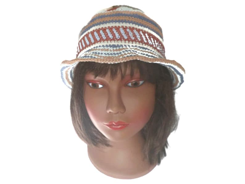 cotton hat Summer hat hat women gift hippie chic boho cloche Brown summer wayuu blue ethnic vegan Bohemian crochet faitmain beige