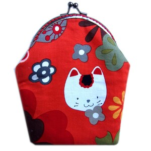 Kokeshi Japanese fabric makeup case,metal clasp makeup case,kokeshi makeup bag,versatile bag case image 2