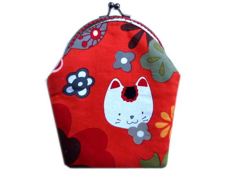 Kokeshi Japanese fabric makeup case,metal clasp makeup case,kokeshi makeup bag,versatile bag case image 2